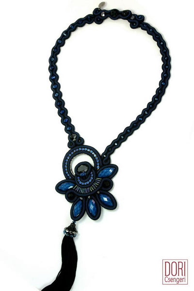 Blue Glam Fringe Necklace