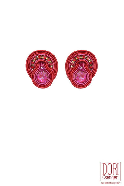 Vivid Red Casual Clips Earrings