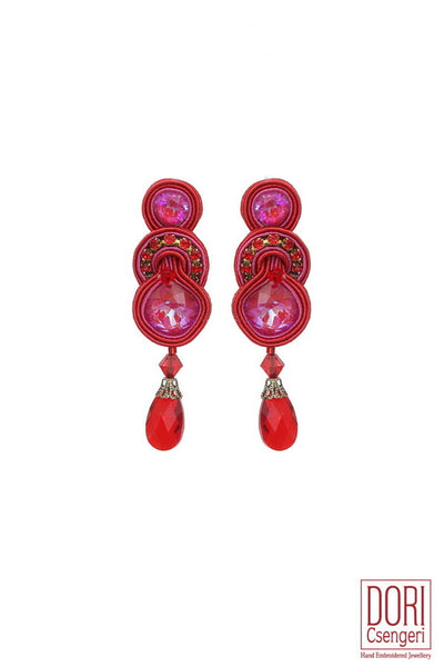 Vivid Red Dressy Clip-ons Earrings