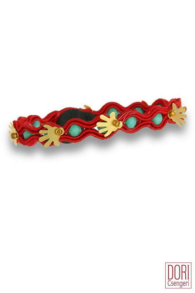 Hamsa Red String Bracelet, Golden Hands