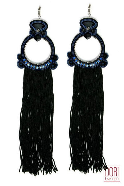 Blue Glam Fringe Earrings