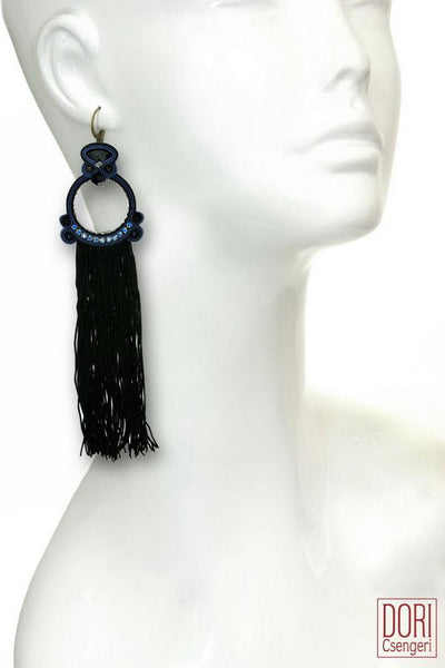 Blue Glam Fringe Earrings