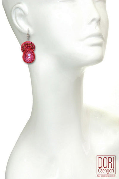 Vivid Red Stylish Dangle Earrings