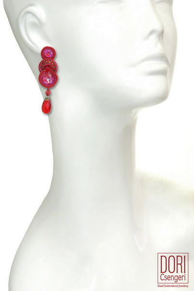 Vivid Red Dressy Clip-ons Earrings
